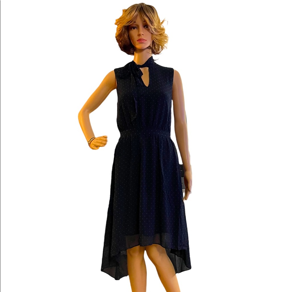 Avec Les Files lined side zipper dress. New with tags. Black with lapis dots.